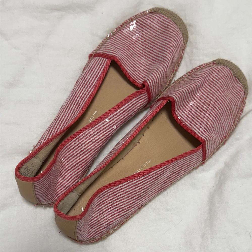 EUC Franco Sarto Red and White Striped Espadrilles